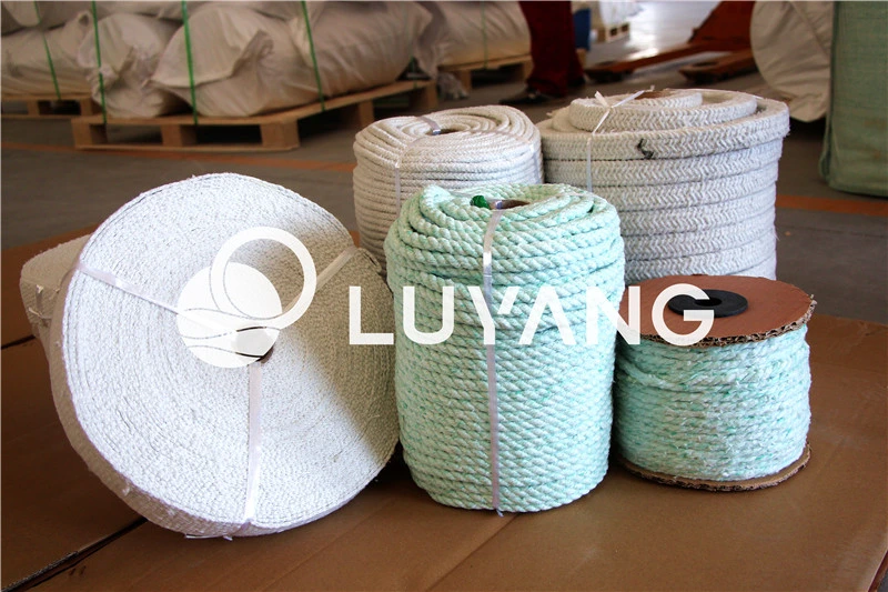 Refractory High Temperature Fibre Woven Textiles Thermal Insulation Ceramic Fiber Braided Round Square Rope for Door Seal Stove with Stainless Steel Ss Wire