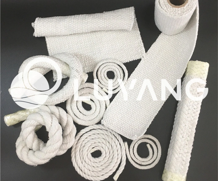 Refractory High Temperature Fibre Woven Textiles Thermal Insulation Ceramic Fiber Braided Round Square Rope for Door Seal Stove with Stainless Steel Ss Wire