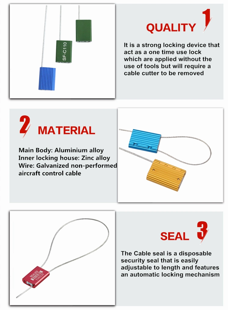 ISO17712 Approved High Security Container Metal Cable Seal with Wire Rope