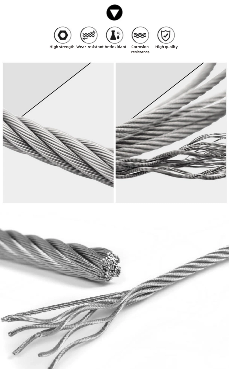 304 316 Lifting Wire Rope Can Be Fixed Industrial Lifting Multi-Strand Steel Wire Rope Stainless Steel Wire Rope