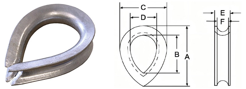 Rigging Hardware Lifting Galvanized or Stainless Steel Wire Rope Thimble with BS464 Standard