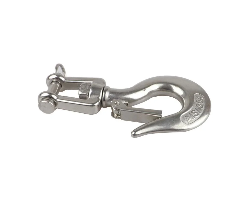 Newest Sale Precision Manufactured Stainless Steel Swivel Jaw Crane Hooks Cargo Hook Hardware Fitting for Wire Rope