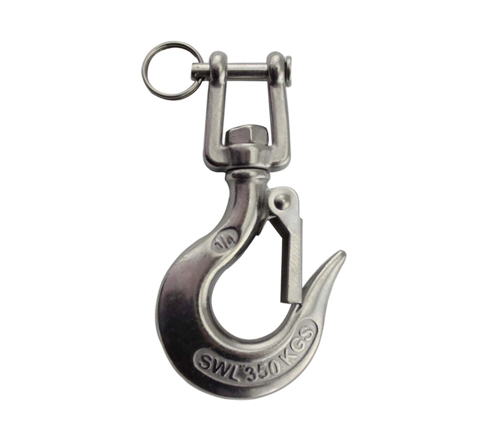 Newest Sale Precision Manufactured Stainless Steel Swivel Jaw Crane Hooks Cargo Hook Hardware Fitting for Wire Rope