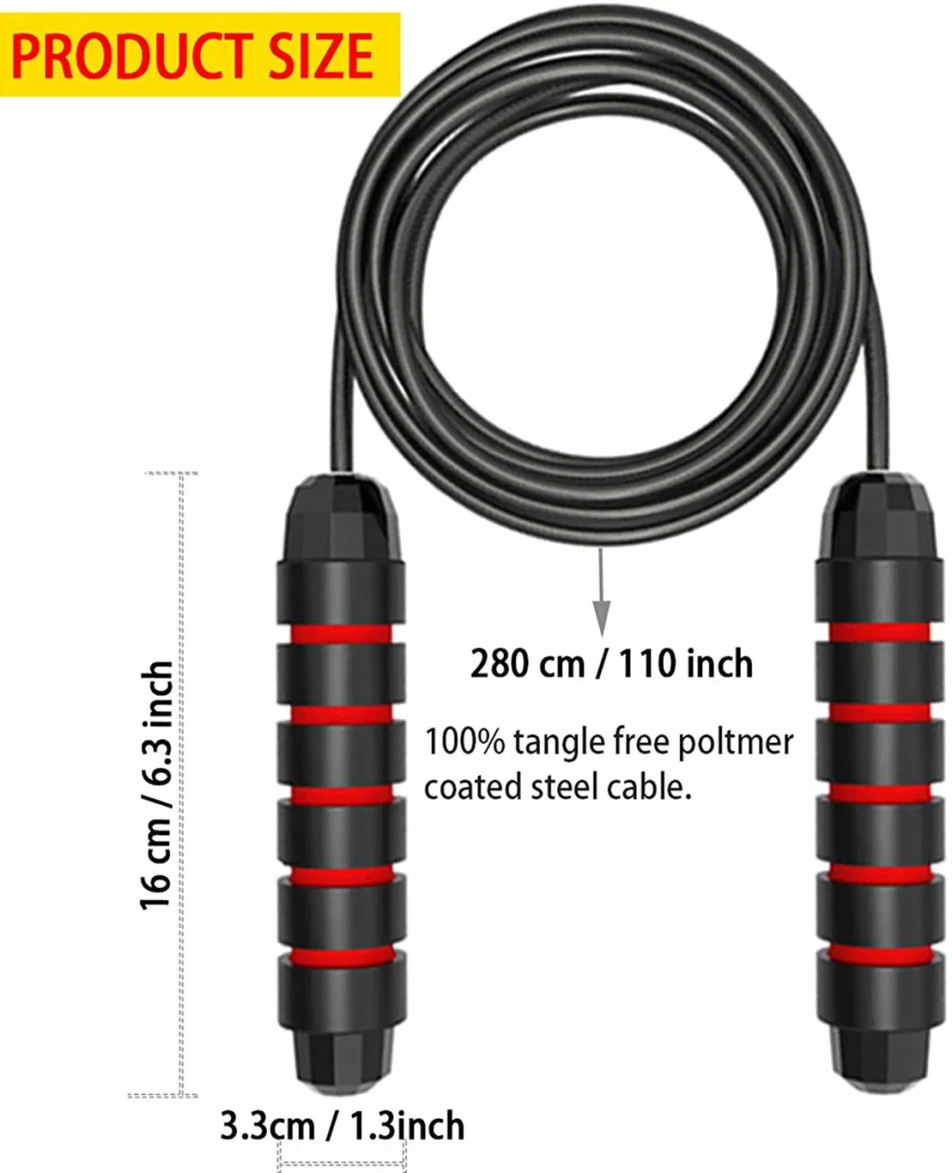 Fitness Workout Weighted Handle PVC Coated Steel Wire Adjustable Jump Rope