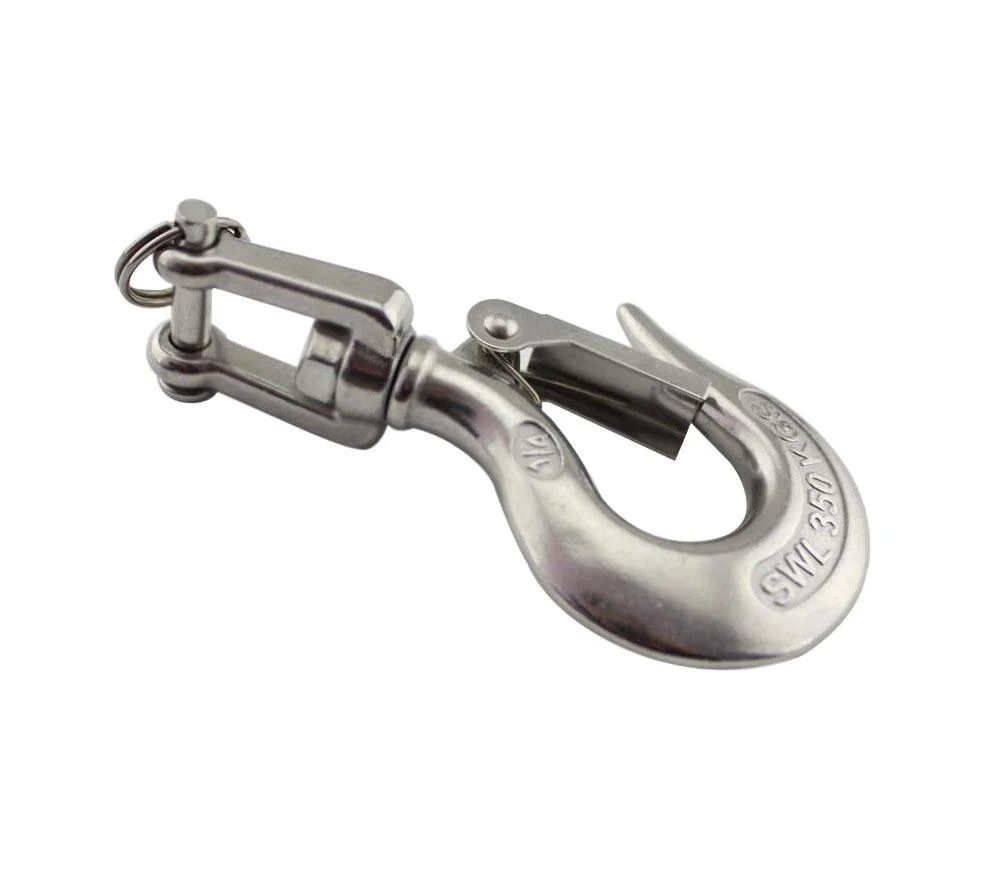 Newest Sale Precision Manufactured Stainless Steel Swivel Jaw Crane Hooks Cargo Hook Hardware Fitting for Wire Rope