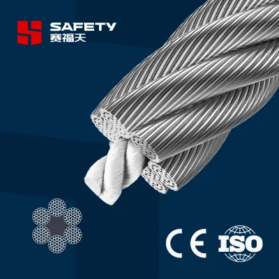 Schwarze Feder Spule gezogen Stahldraht Seil 6 * 37m-FC Typen Faser Kern für Aufzug-Balance-Kabel en GB ISO NF ISO4344 Werk