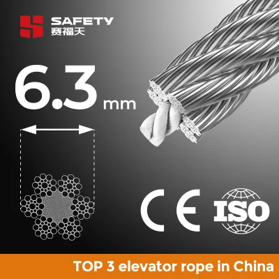  6,3mm 6X19s+FC 1770 1960 N/mm² Nat Überdrehzahlregler Stahldraht Seilzug Jisg3525