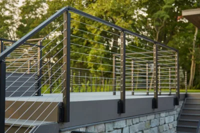 Seitlich montiertes Drahtkabel Stahlbalustrade für Balkon oder Deck