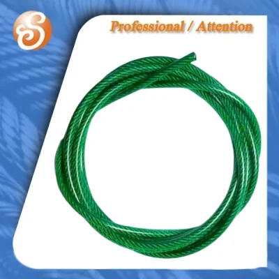 Grünes Nylon PVC PA Kunststoff beschichtetes Edelstahl-Drahtseil
