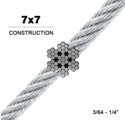 7 * 7 0,7mm Nylon PU PVC beschichtet Verzinkter Stahl Drahtseil Edelstahl SS304 SS316