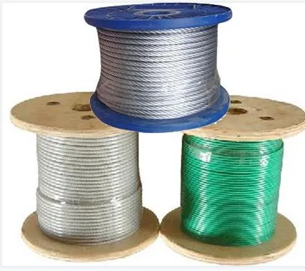 Green Nylon PVC PA Plastic Coated Stainless Steel Wire Rope