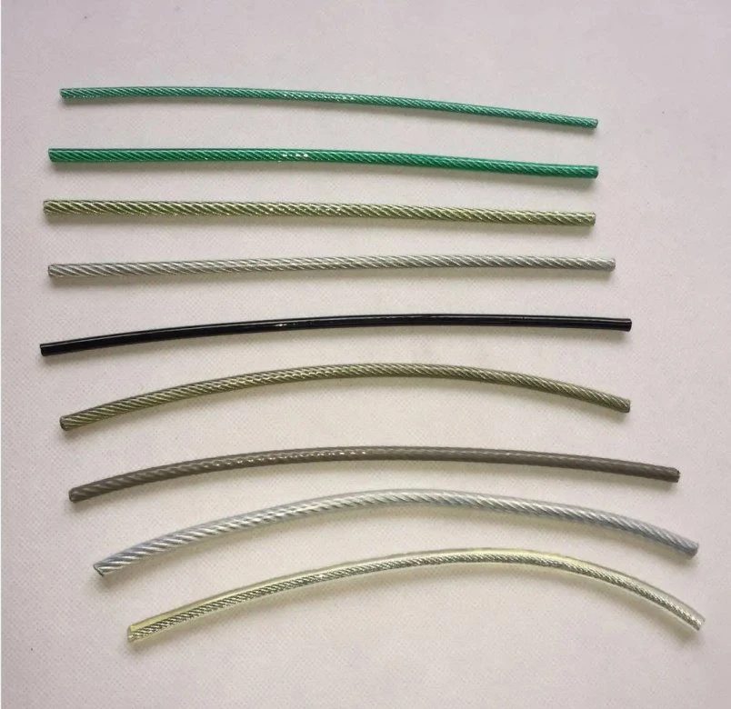 Green Nylon PVC PA Plastic Coated Stainless Steel Wire Rope