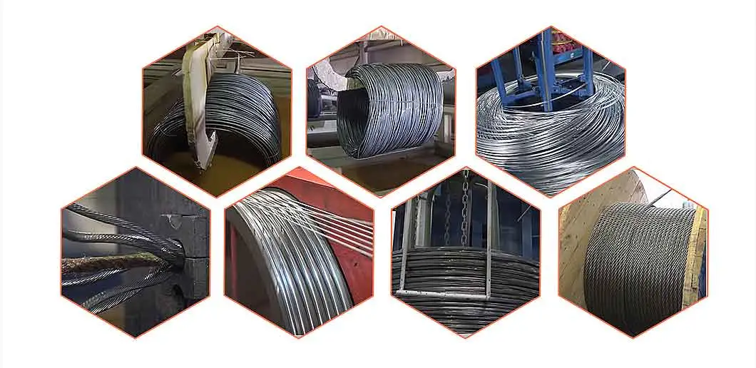 Hot Sales Best Quality Coil Packing Fiber Core Electric Galvanized Steel Wire Rope 6X24+7FC