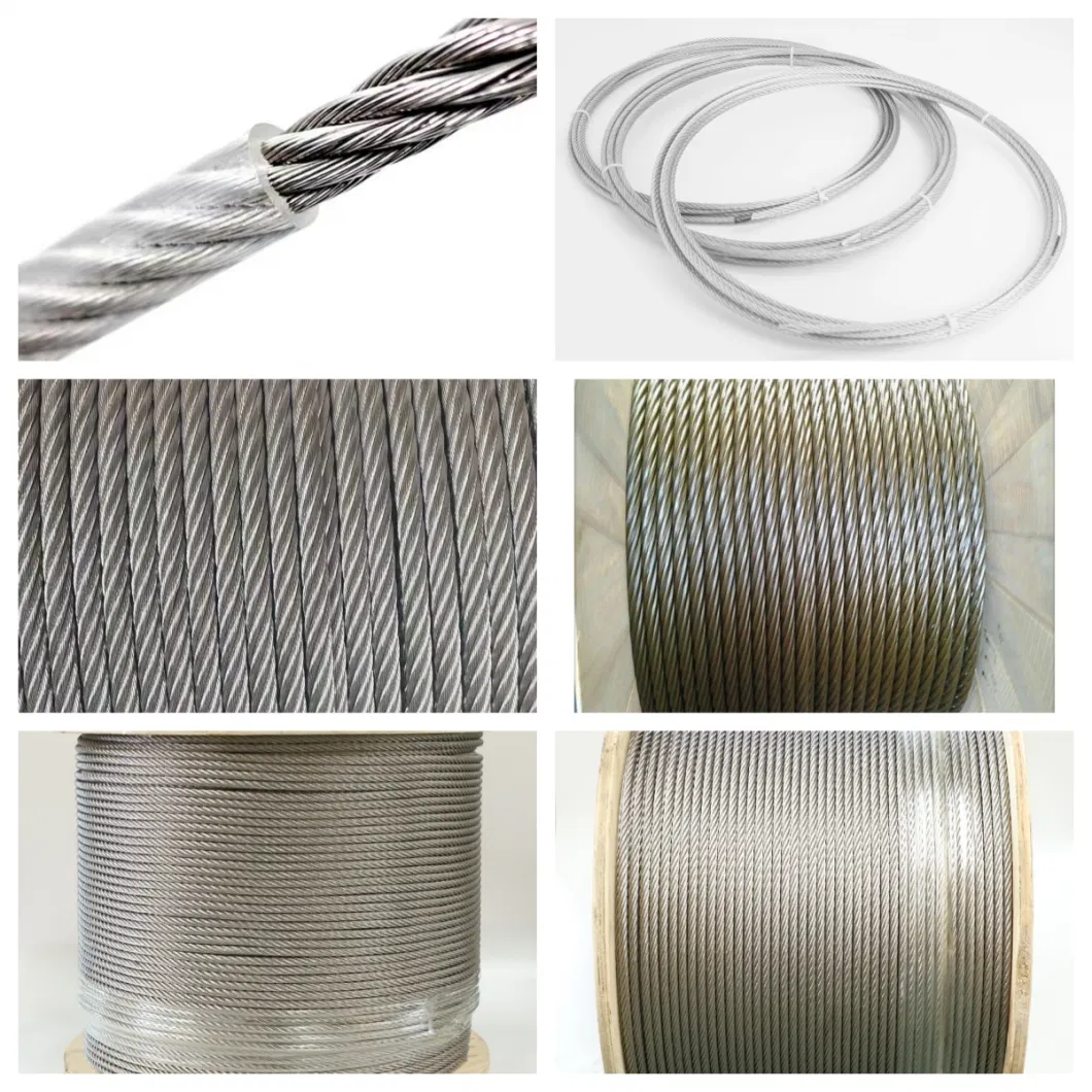 304 Stainless Steel Wire Rope 201 Galvanized 7*7 Rubber Coated Wire Rope Nylon PVC Double Twist Multi-Strand Products