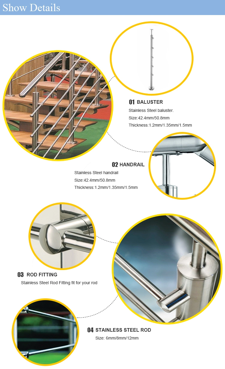 Stainless Steel Railing Rod Stair Handrail Price India Wire Rope Railing Balustrade