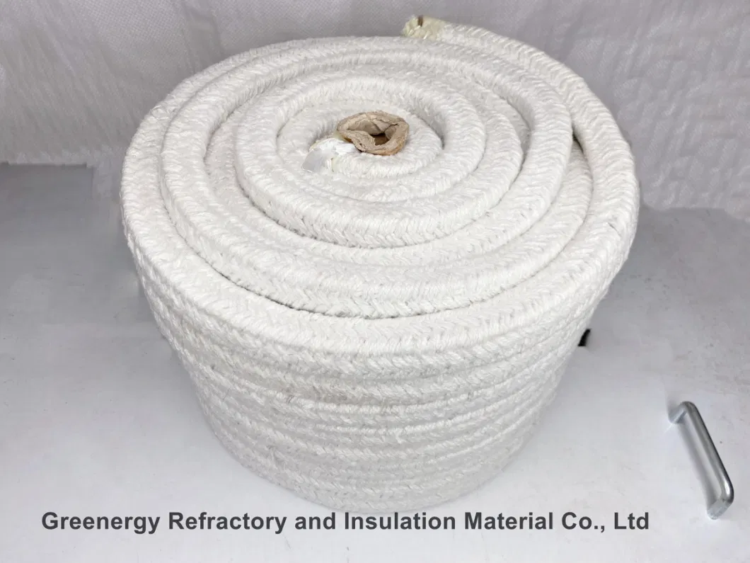 Greenergy Refractory Mineral Wool No Asbestos Ceramic Fiber Braided Twist Round Square Woven Rope with Ss Steel / Fibre Glass Wire Reinforce Ceramic Fiber Rope