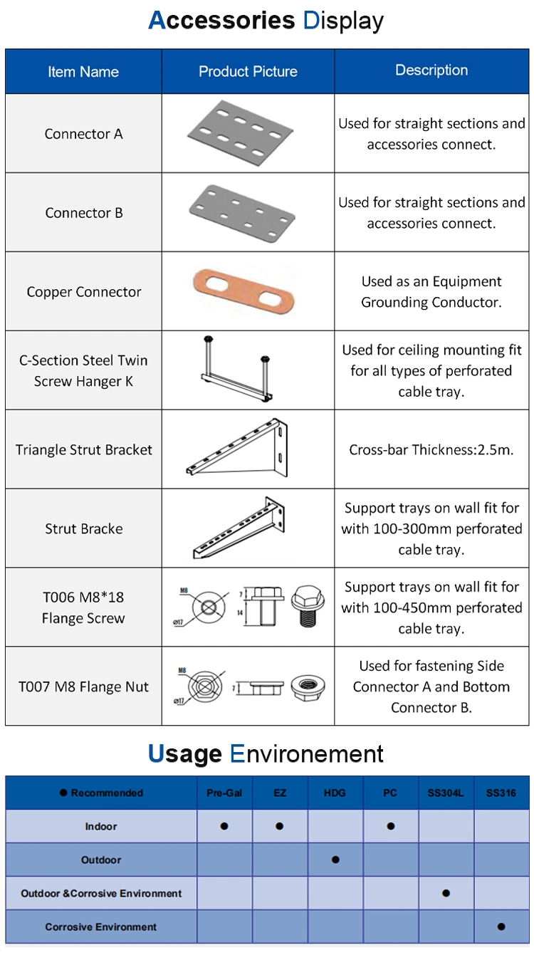 Stainless Steel Ladder Cable Tray, HDG Cable Ladder Support System