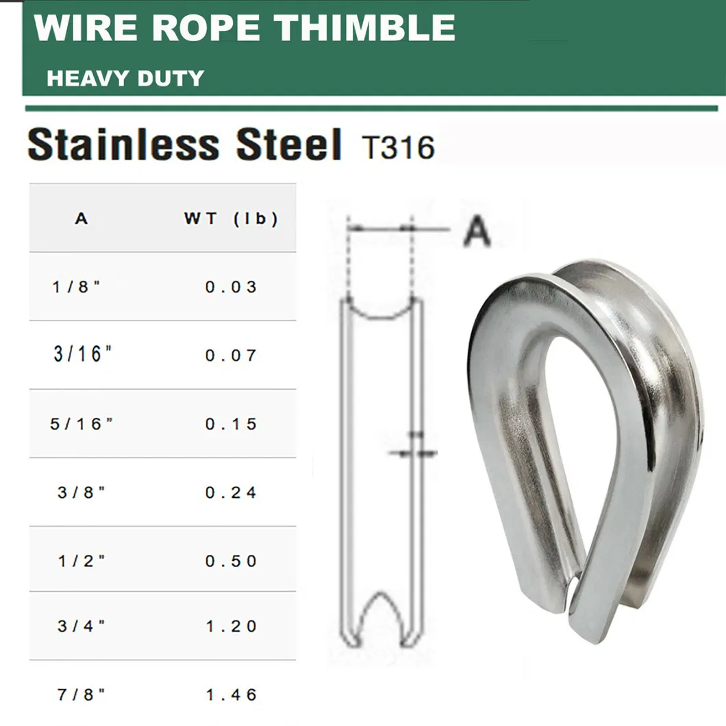 Carbon Steel Hot Dipped Galvanized Us Type Wire Rope Thimble