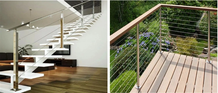 Anti-Corrosion 316 Square Stainless Steel Posts Cable Railing Balustrades