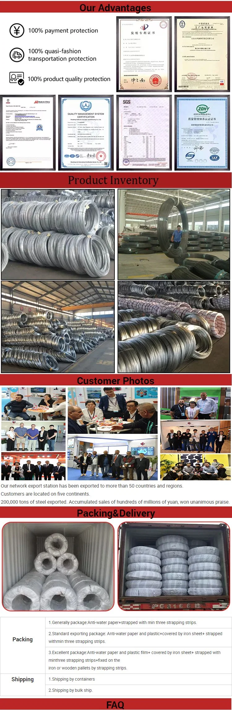 China Manufacturer Best Quality Low Price Hot Rolled Steel Wire Rope in Coils ASTM Standard Galvanized Wire 3mm Zinc Wire for Building, Packaging, Mesh Material
