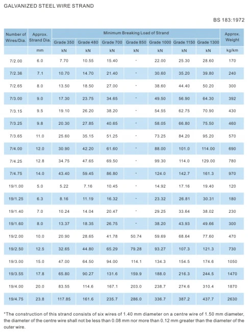 Rope Application with High Quality BS Standard Steel/Guy Wire