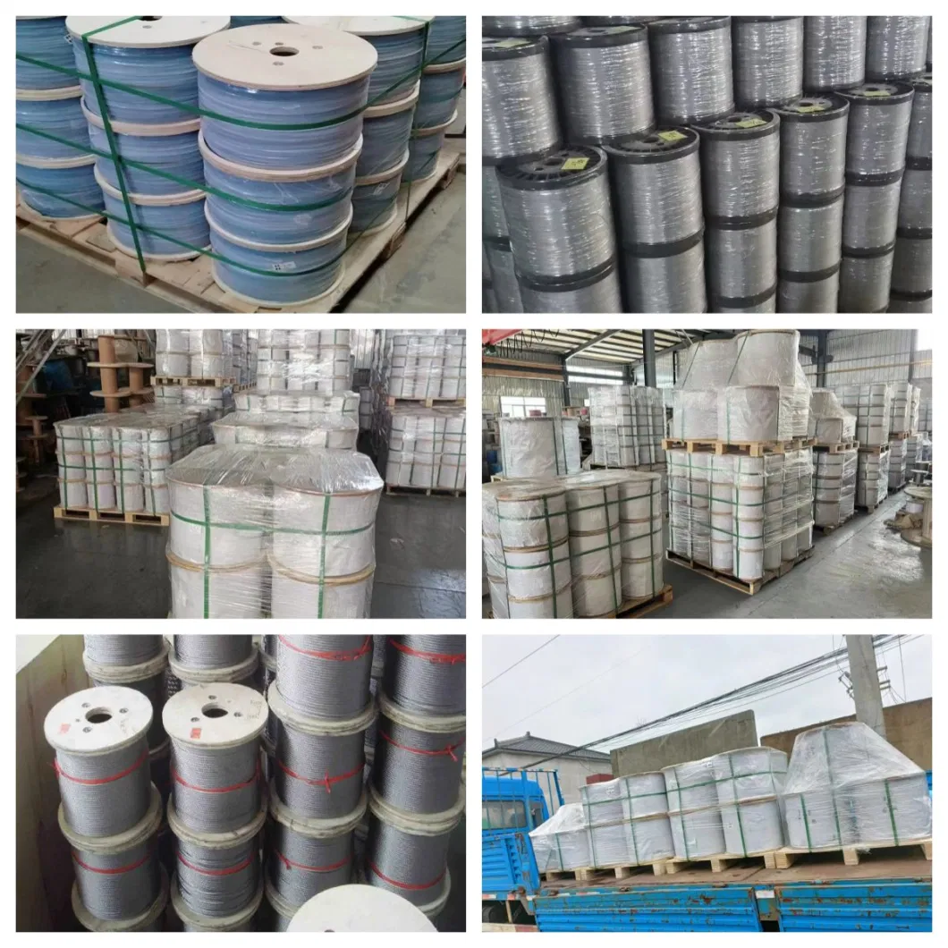 304 Stainless Steel Wire Rope 201 Galvanized 7*7 Rubber Coated Wire Rope Nylon PVC Double Twist Multi-Strand Products