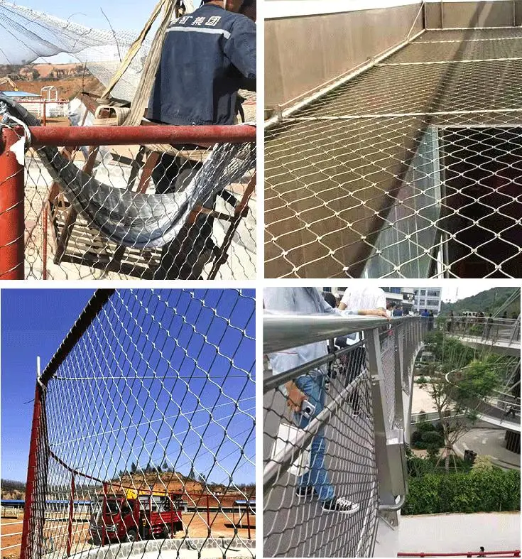 Robust Durable Stainless Steel Wire Rope Safety Construction Decoration Climbing Net Ferrule Knitted Hand-Woven Cable Fence Enclosure Zoo Mesh