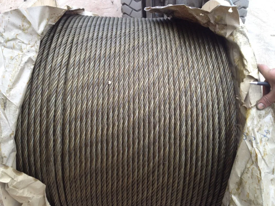Iron Wheels Packing Ungalvanized Steel Cable 6X19+Iwrc for Lifting Machine