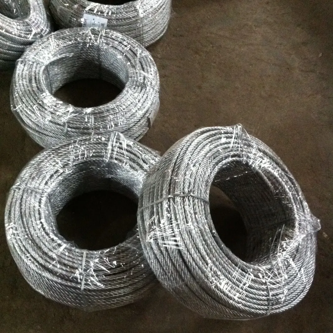 6X24+7FC with Fiber Core Galvanized Steel Wire Rope Packing Rope