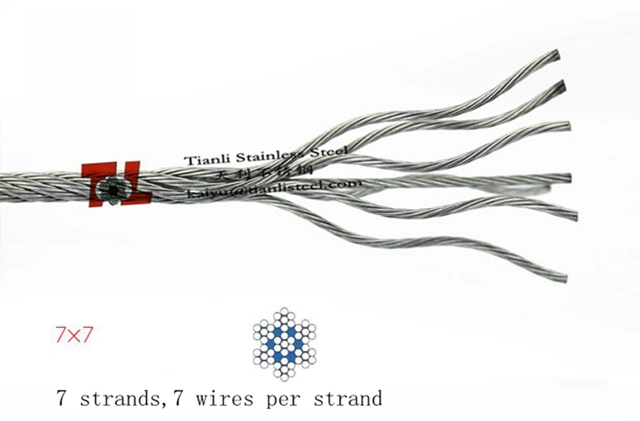 Customized 7X7 Stainless Steel Wire Rope 304 7X7 1.5mm