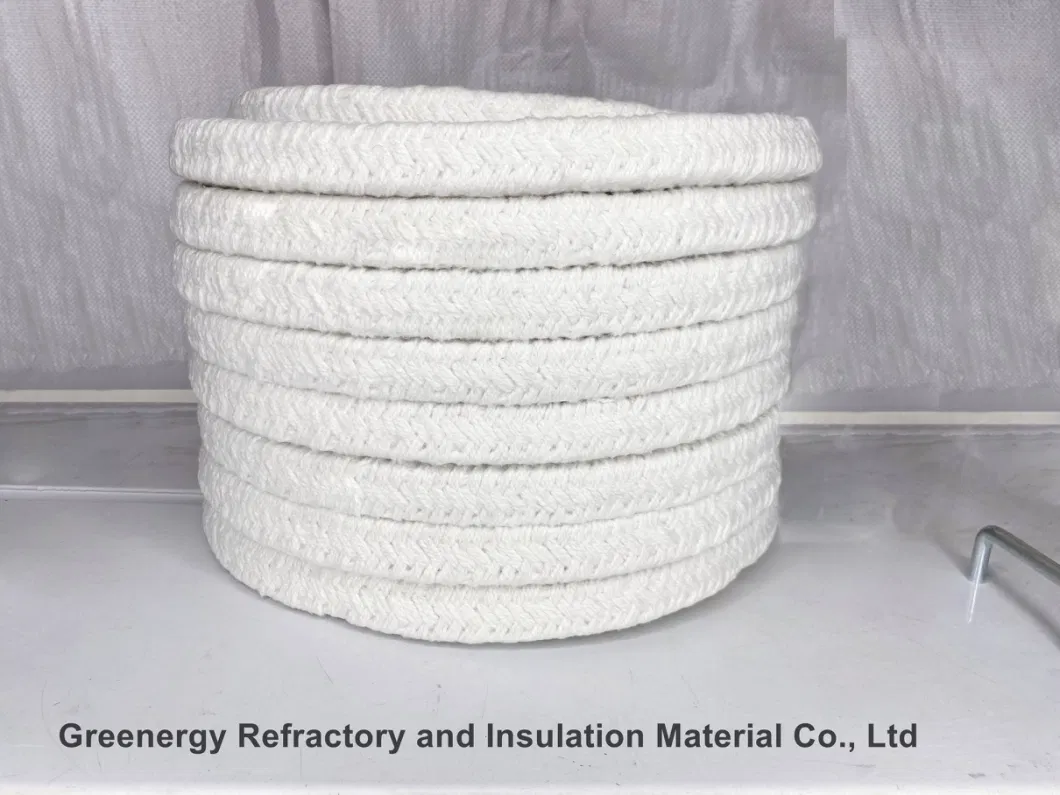 Greenergy Refractory Mineral Wool No Asbestos Ceramic Fiber Braided Twist Round Square Woven Rope with Ss Steel / Fibre Glass Wire Reinforce Ceramic Fiber Rope