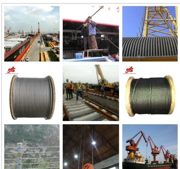 7X7 Steel Core Wire Rope Ungalvanized or Galvanized Steel Cable 15mm