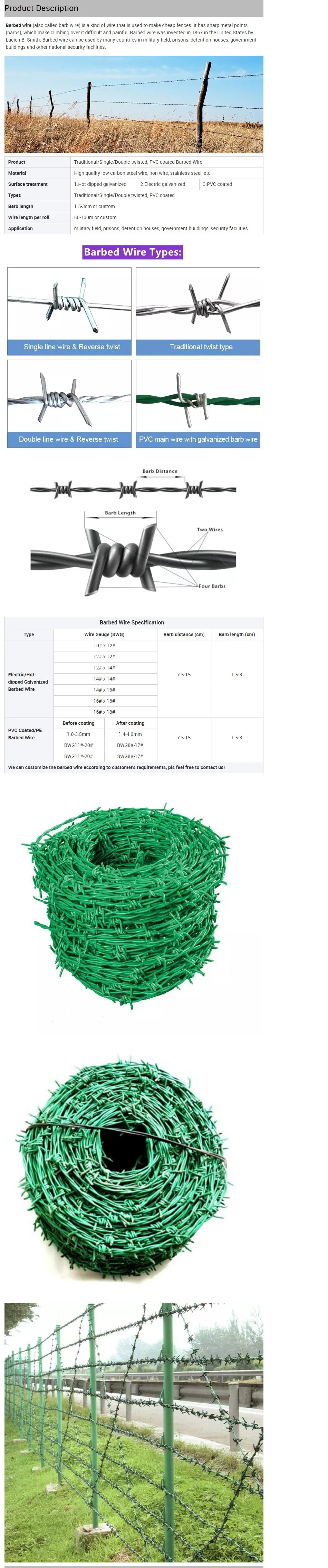 Fence Iron Barbed Wire Stainless Steel Anti Climbing Galvanized Anti-Theft Plastic Coated Iron Thistle Barbed Rope