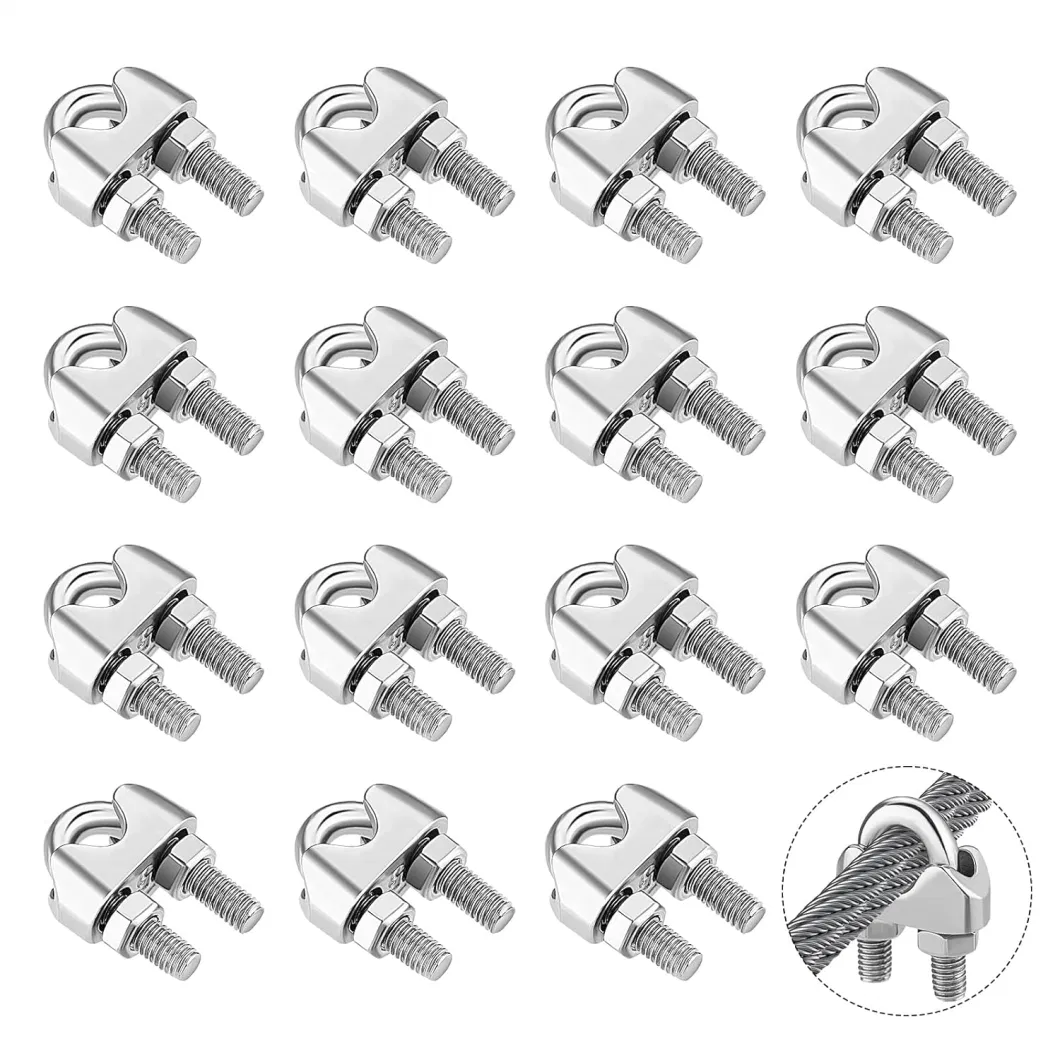 DIN741 3/16&quot; Cable Clamps 304 Stainless Steel Wire Rope Cable Clip Clamp U Bolt Saddle Fastener