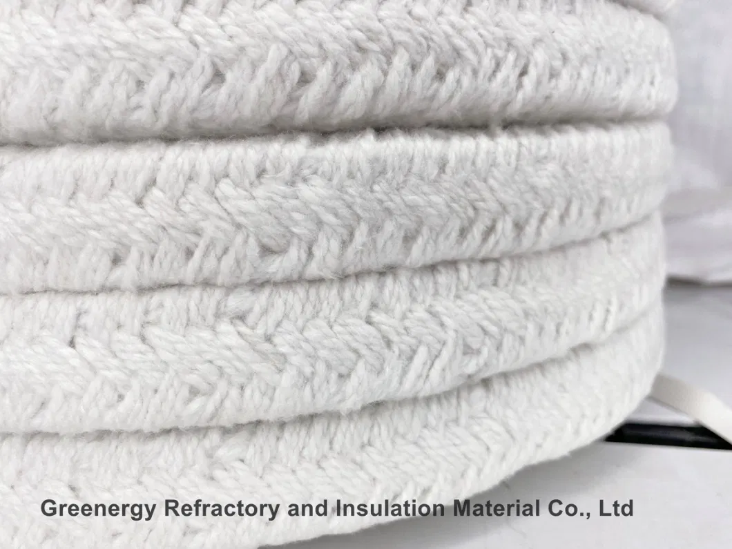 Greenergy Refractory Mineral Wool No Asbestos Ceramic Fiber Braided Twist Round Square Woven Rope with Ss Steel / Fibre Glass Wire Reinforce Ceramic Fiber Rope