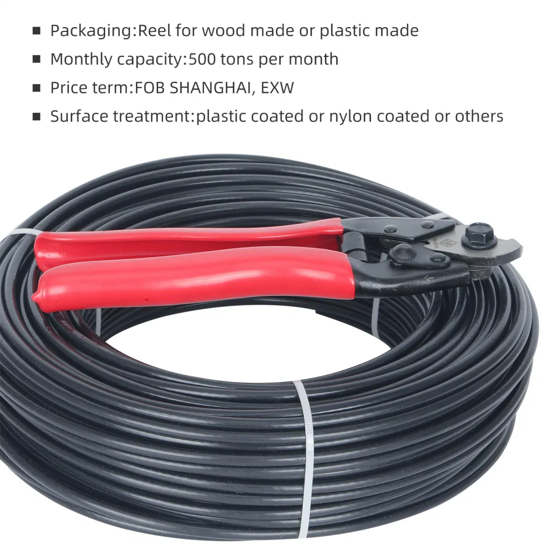 Black PVC Nylon Coated Stainless Steel Wire Rope Supplier Manufacture