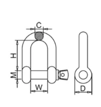 Stainless Steel Forged Wire Rope Sling Accessory Bow Dee Shape Rigging Lifting Marine Bolt Type Anchor Twist Twisted Shackle