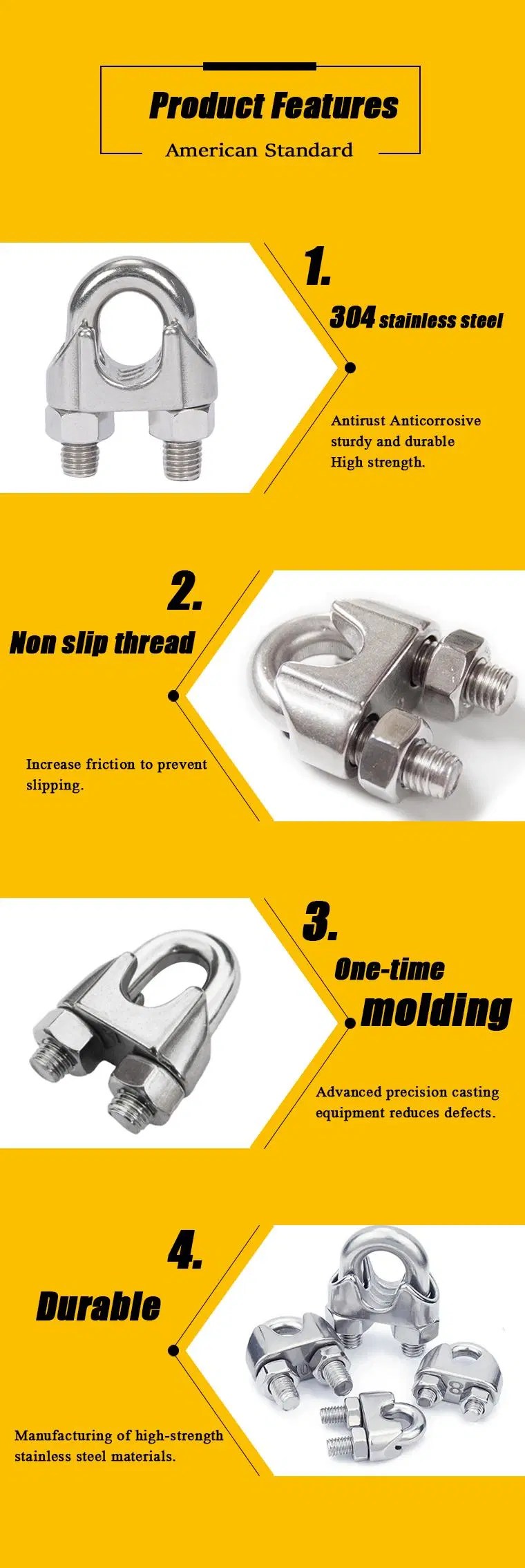 304 Stainless Steel Wire Rope Clip Clamp Hardware