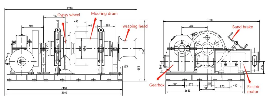 Large Capacity IP56 Electric Mooring Winch with Remote Control