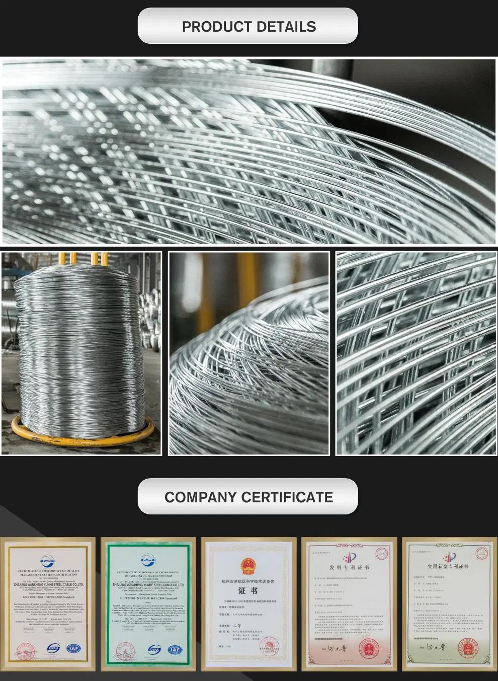 1/4 Galvanized Steel Wire Strand 7/2.03mm