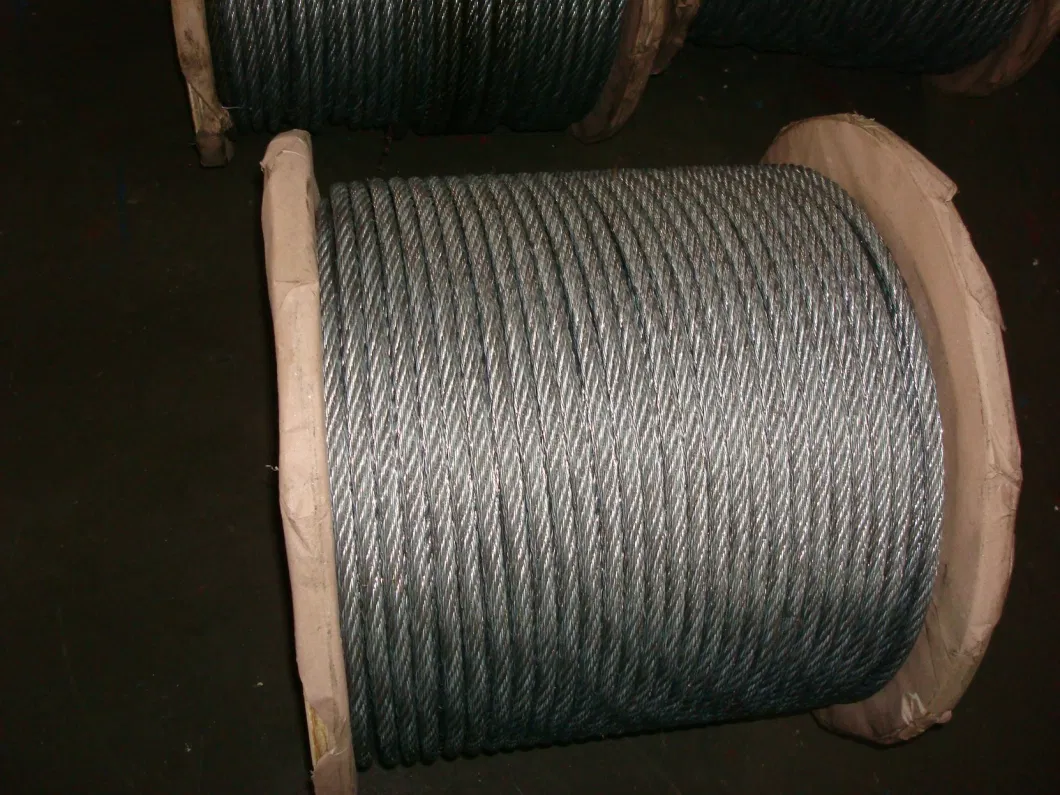 Hot DIP High Carbon Spring Galvanized Steel Wire Rope 12mm China 6X12+7FC