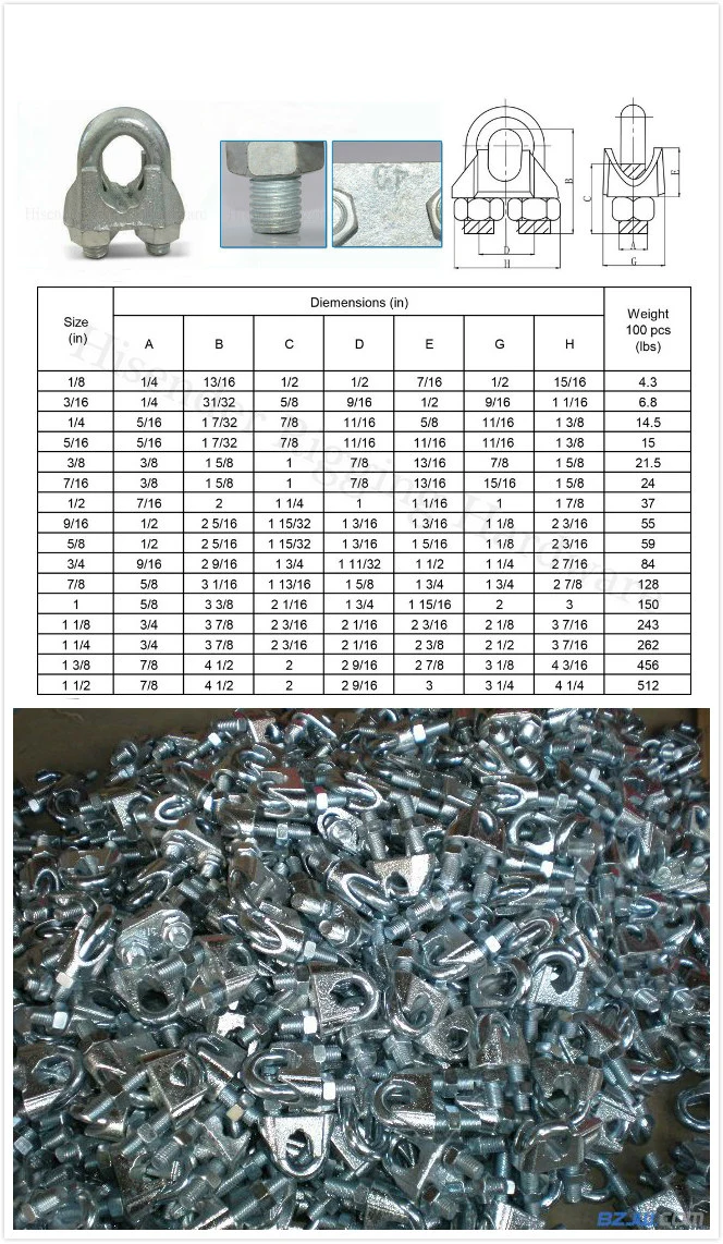 Marine Hardware Cable Fittings Stainless Steel U. S Type Wire Rope Clips for Lifting