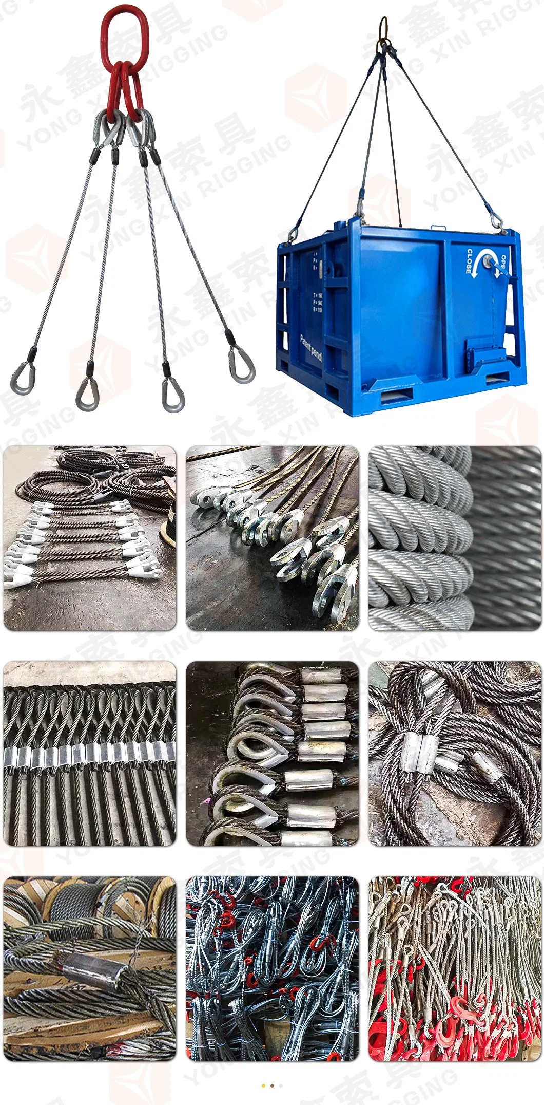 Stainless Steel Wire Rope Sling with High Breaking Force Hook for Lifting