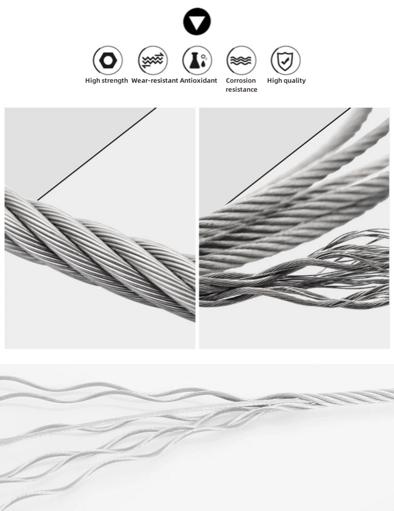 304 Stainless Steel Wire Rope 1*7/1*19 Structure 316 Steel Wire Rope Stainless Steel Clothesline Machine Pull Rope