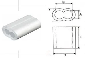 Aluminium Hourglass Sleeves Crimping Loop Sleeve Double Ferrule for Wire Rope Cable