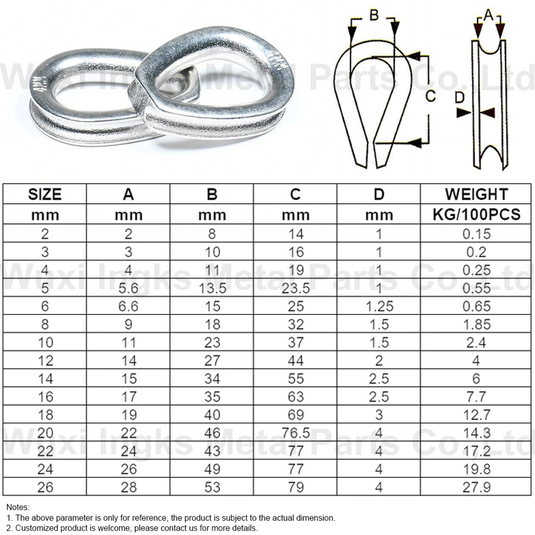 Ingks Professional Outdoor Sport Equipment Stainless Steel Wire Rope Round Thimble