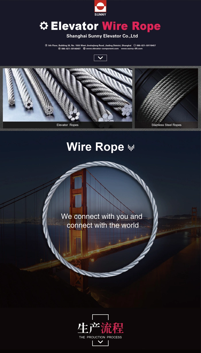 Natural Fiber Core Steel Wire Ropes Traction Elevator