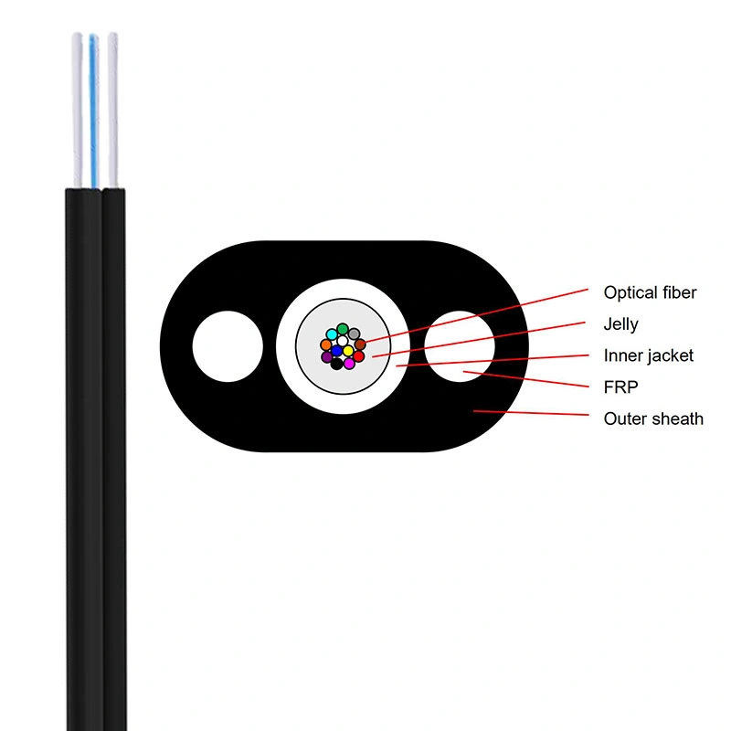 FRP Strength Member 2 Core Optical Cable FTTH Drop Cable 8 Cores