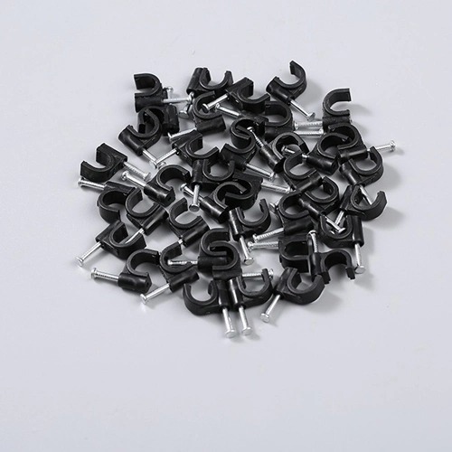 PE Plastic Body with 45# Steel Nails 25mm Circle Nail Cable Clips
