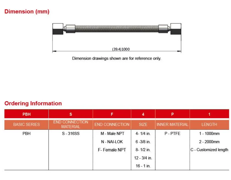 Nai-Lok Stainless Steel Wire Braided PTFE Flexible Metal Hose Assembly